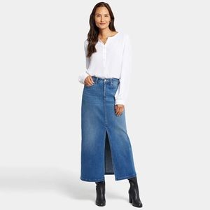 NYDJ high rise long skirt with center front slit | size 12